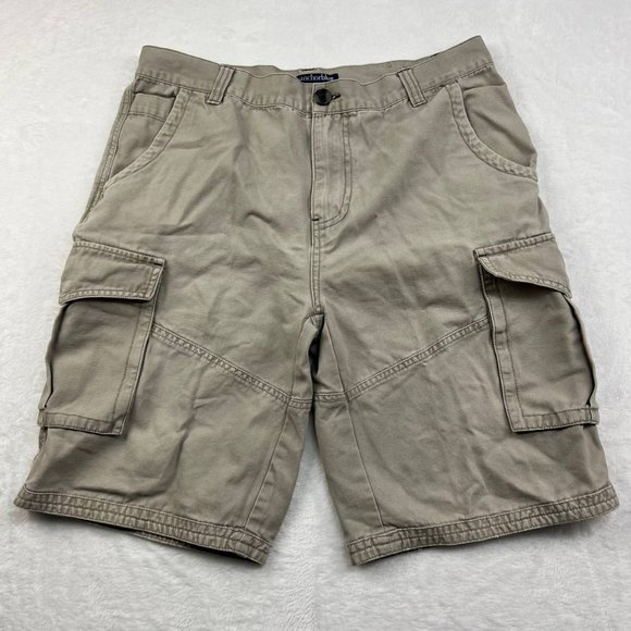 Anchor Blue Men Shorts 34 Outdoor Casual Cargo Chino‎ Pockets Gray - Picture 1 of 9
